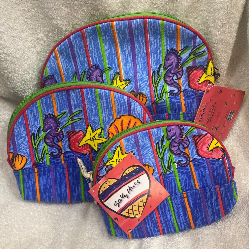 NWT Happy Thought Sally Huss Cosmetic Bag - Lot Of 3